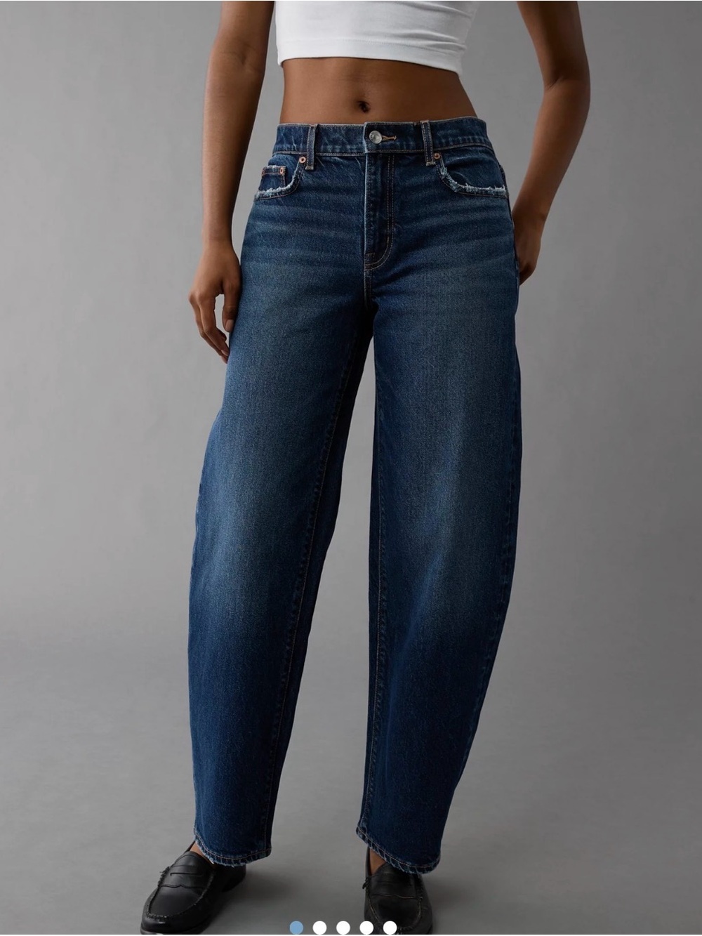 American Eagle Medium Blue Stretch Barrel Leg Jeans Size 18